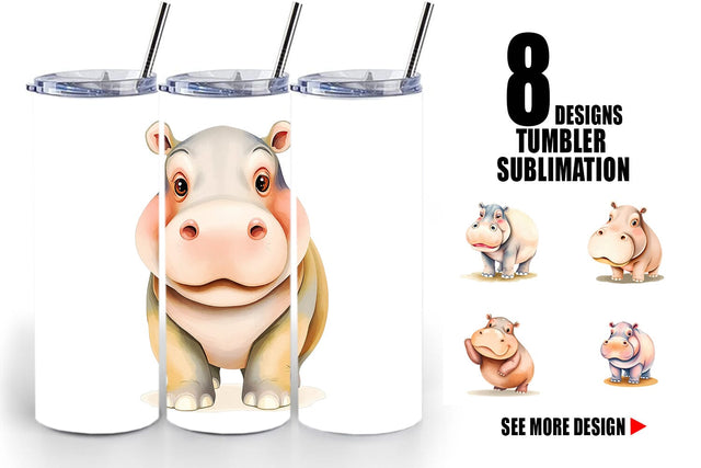 Tumbler Hippopotamus Wildlife Sublimation artnoy 