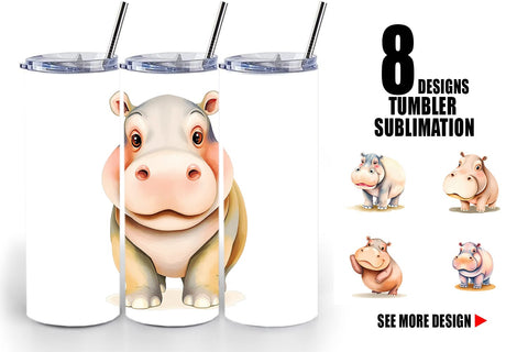 Tumbler Hippopotamus Wildlife Sublimation artnoy 