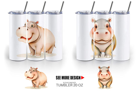 Tumbler Hippopotamus Wildlife Sublimation artnoy 