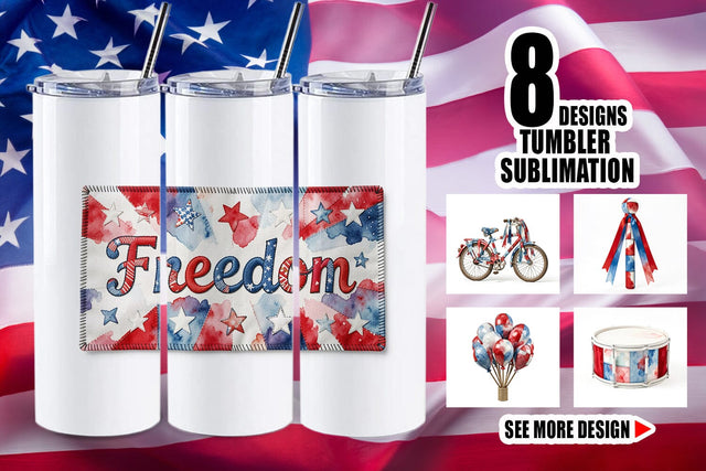 Tumbler Holiday Parade Patchwork Watercolor Sublimation artnoy 