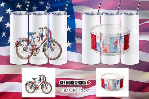 Tumbler Holiday Parade Patchwork Watercolor Sublimation artnoy 