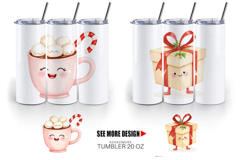 Tumbler Holiday Pastel Icons Sublimation artnoy 