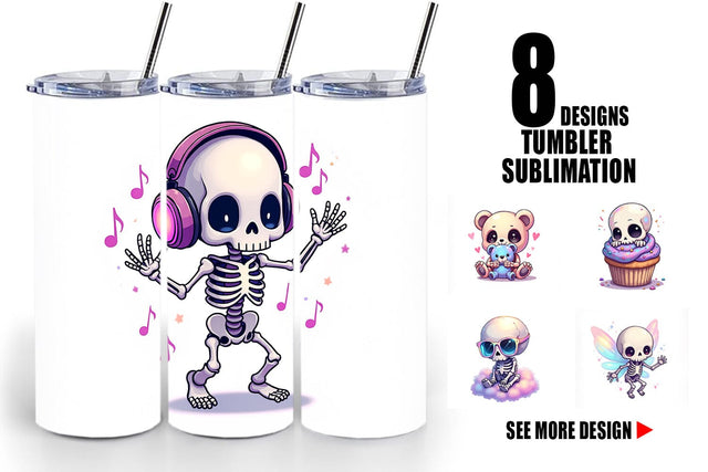 Tumbler Holographic Skeletons Sublimation artnoy 