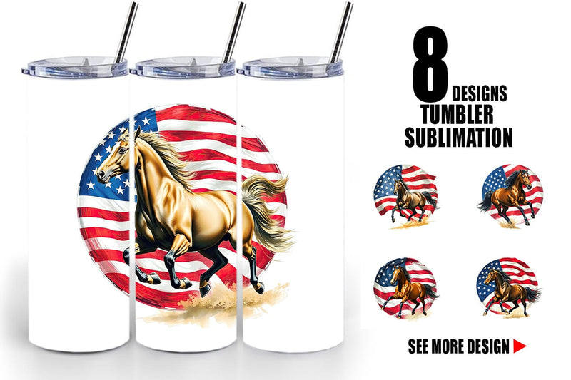 Tumbler Horse 4th of July Sublimation artnoy 