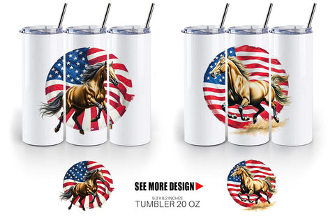 Tumbler Horse 4th of July Sublimation artnoy 