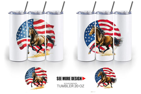 Tumbler Horse 4th of July Sublimation artnoy 