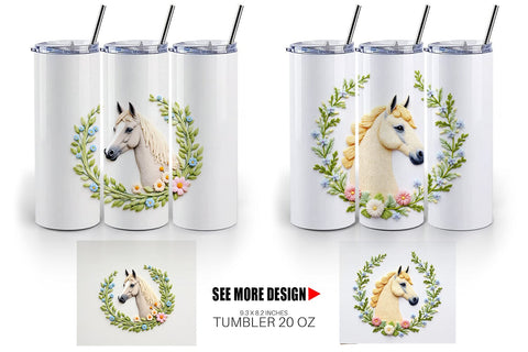 Tumbler Horse Embroidery Sublimation artnoy 