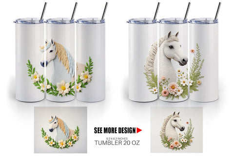 Tumbler Horse Embroidery Sublimation artnoy 