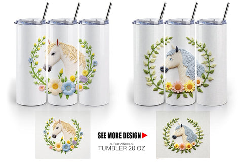 Tumbler Horse Embroidery Sublimation artnoy 