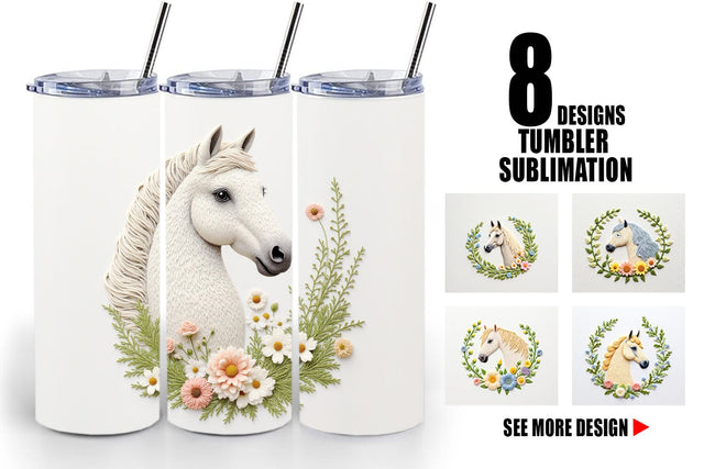 Tumbler Horse Embroidery Sublimation artnoy 