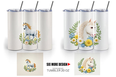 Tumbler Horse Embroidery Sublimation artnoy 