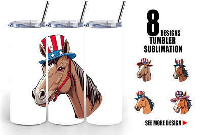 Tumbler Horse Patriotic Sublimation artnoy 