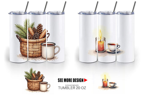 Tumbler Hygge Home Comforts Watercolor Sublimation artnoy 