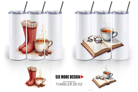 Tumbler Hygge Home Comforts Watercolor Sublimation artnoy 