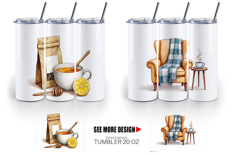 Tumbler Hygge Home Comforts Watercolor Sublimation artnoy 