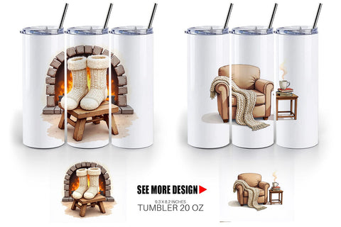 Tumbler Hygge Reading Nook Sublimation artnoy 