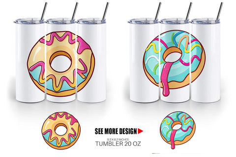 Tumbler Icing Drizzled Donut Sublimation artnoy 