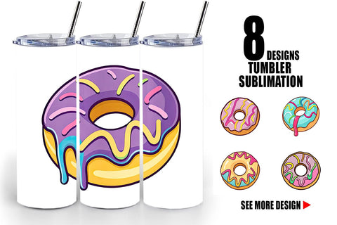 Tumbler Icing Drizzled Donut Sublimation artnoy 