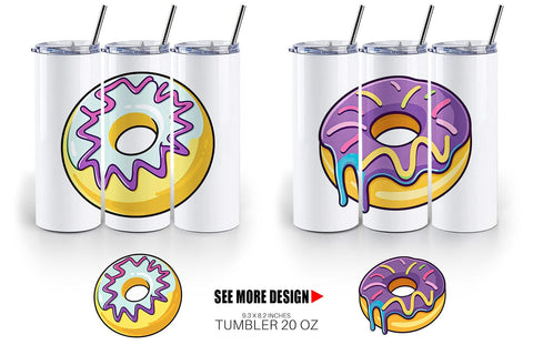 Tumbler Icing Drizzled Donut Sublimation artnoy 