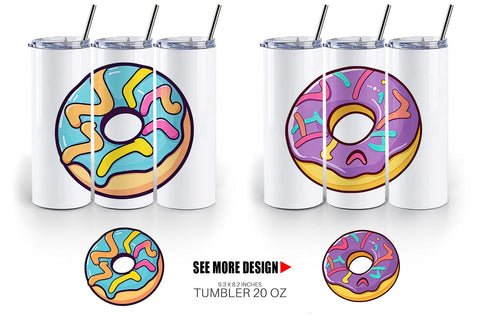 Tumbler Icing Drizzled Donut Sublimation artnoy 