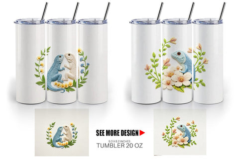 Tumbler Iguana Embroidery Sublimation artnoy 