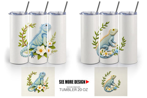 Tumbler Iguana Embroidery Sublimation artnoy 