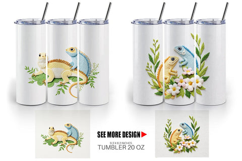 Tumbler Iguana Embroidery Sublimation artnoy 