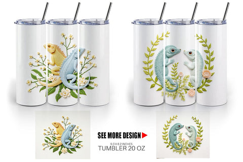 Tumbler Iguana Embroidery Sublimation artnoy 