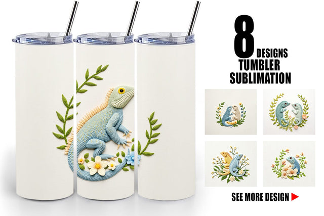 Tumbler Iguana Embroidery Sublimation artnoy 