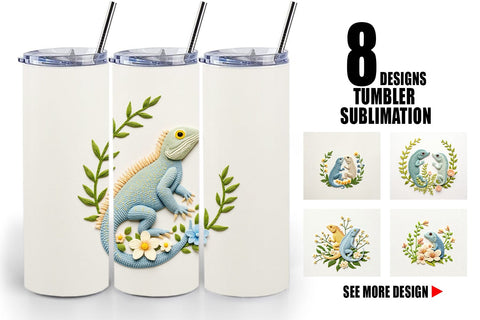 Tumbler Iguana Embroidery Sublimation artnoy 