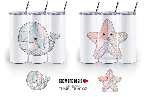 Tumbler Innocent Beach Patchwork Watercolor Sublimation artnoy 
