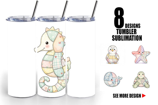 Tumbler Innocent Beach Patchwork Watercolor Sublimation artnoy 