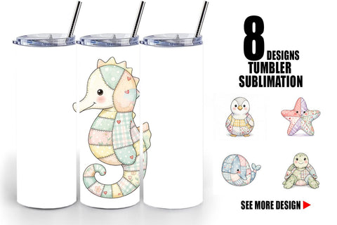 Tumbler Innocent Beach Patchwork Watercolor Sublimation artnoy 