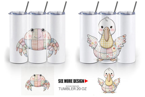 Tumbler Innocent Beach Patchwork Watercolor Sublimation artnoy 
