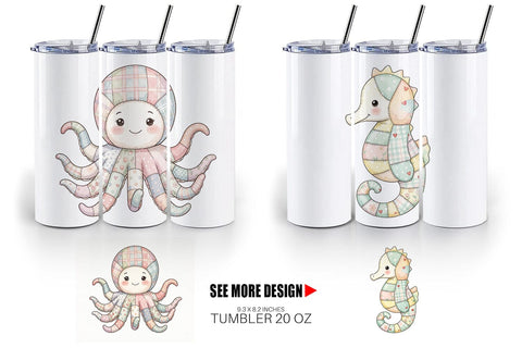 Tumbler Innocent Beach Patchwork Watercolor Sublimation artnoy 