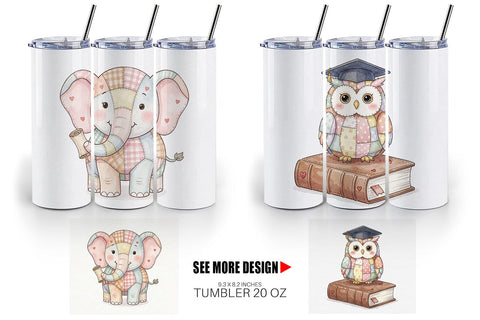 Tumbler Innocent Graduation Patchwork Watercolor Sublimation artnoy 