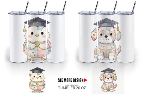 Tumbler Innocent Graduation Patchwork Watercolor Sublimation artnoy 