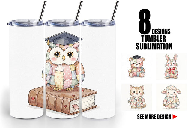 Tumbler Innocent Graduation Patchwork Watercolor Sublimation artnoy 