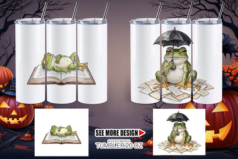 Tumbler Introvert Frog Dark Academia Watercolor Sublimation artnoy 