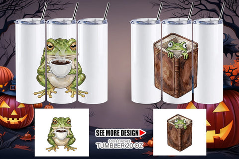 Tumbler Introvert Frog Dark Academia Watercolor Sublimation artnoy 