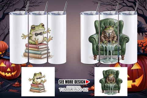 Tumbler Introvert Frog Dark Academia Watercolor Sublimation artnoy 