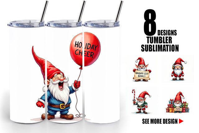 Tumbler Jingle Hell: Cynical Christmas Gnome Sublimation artnoy 