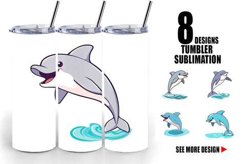 Tumbler Jumping Dolphin Sublimation artnoy 
