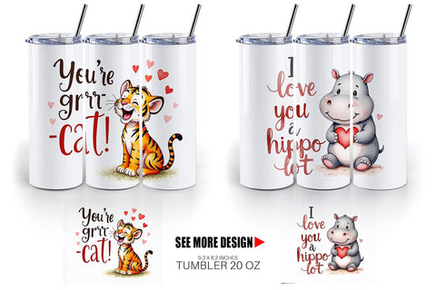 Tumbler Jungle Sweethearts Baby Animal Valentine Puns Sublimation artnoy 