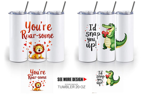 Tumbler Jungle Sweethearts Baby Animal Valentine Puns Sublimation artnoy 