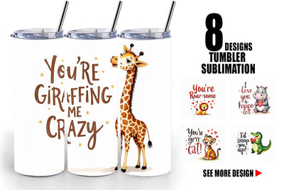 Tumbler Jungle Sweethearts Baby Animal Valentine Puns Sublimation artnoy 