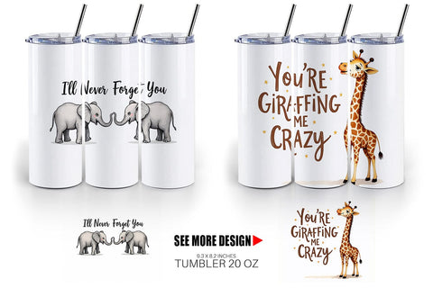 Tumbler Jungle Sweethearts Baby Animal Valentine Puns Sublimation artnoy 