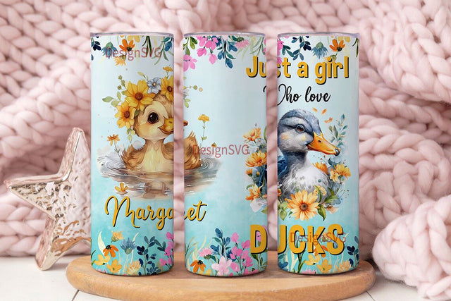 tumbler Just A Girl Who Loves Ducks Flower Cute Animal Sublimation DesignSVG 