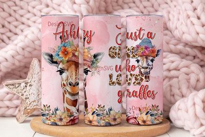 Tumbler Just A Girl Who Loves Giraffes Flower Cute Animal Sublimation DesignSVG 