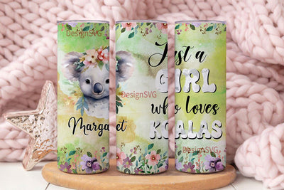 Tumbler Just A Girl Who Loves Koalas Insulated Cup With Lid 20oz 30oz Stainless Steel Koala Bear Travel Coffee Mugs Sublimation DesignSVG 